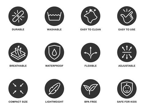 Material properties icons set. Fabric feature symbols. Vector illustration. 41953517 Vector Art ...
