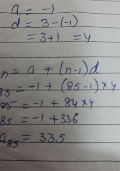 which term of sequence -1,3,7,11 is 85 - Brainly.in