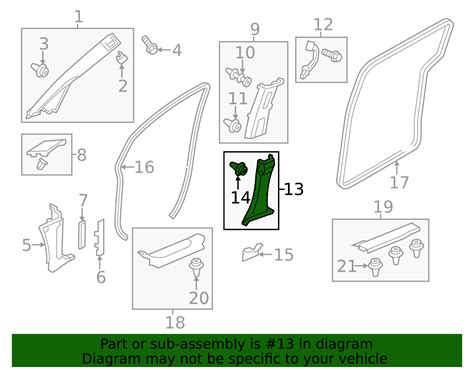 84173-TK8-A01ZC - 2011-2017 Honda Odyssey - Garnish L Center Pillar (Lower) *YR400L* (Sienna ...