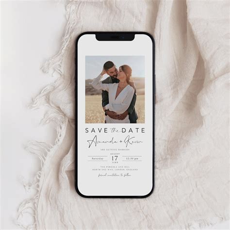 Electronic Save the Date Template With Photo, Minimalist Digital Invite ...