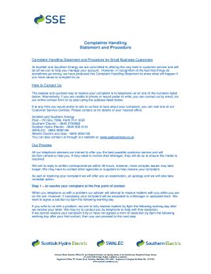 Fillable Online Complaint Handling Statement and Procedure for Small ...