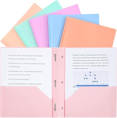 Two-Pocket-Folders with 3 Prongs, Letter Size Plastic Folders with ...