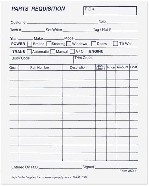NapTags Parts Requisition Form - 3-Parts - Pack of 1,000 India | Ubuy