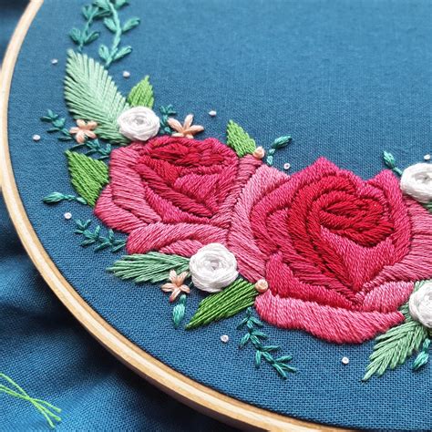 Image result for Embroidered Rose Pattern