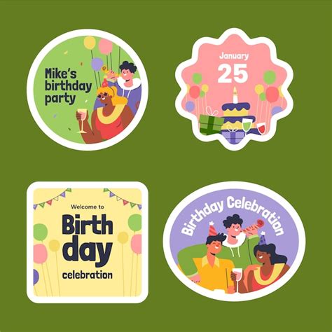 誕生日バッジのデザイン テンプレート | 無料ベクトル素材