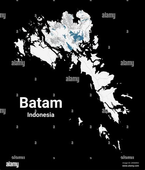 Batam map. Detailed map of Batam city administrative area. Cityscape panorama. Road map with ...