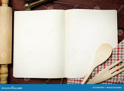 Blank recipe book on table stock image. Image of table - 47865943