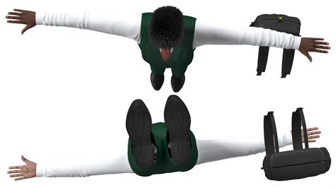 Black Teenager Dark Skin School Uniform Neutral Pose 3D | 3D Molier ...