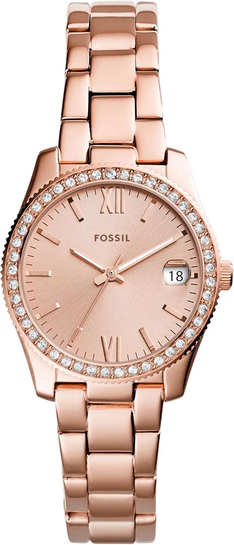 Buy Fossil Analog Unisex Watch (Pink Dial Gold Colored Strap) at Amazon.in