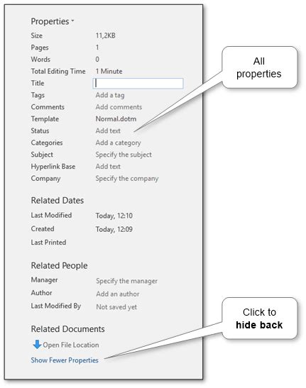 Image result for Word File Properties