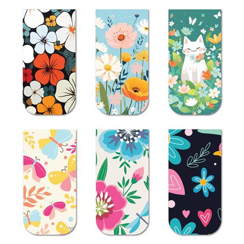 Cute Floral Magnetic Bookmarks (Set of 6) – OneOclock.in