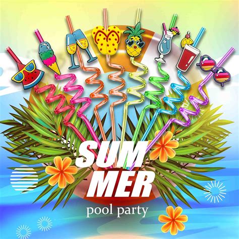 Buy Pool Party favors Pool Drinking Straws For Hawaiian Party, Beach ...