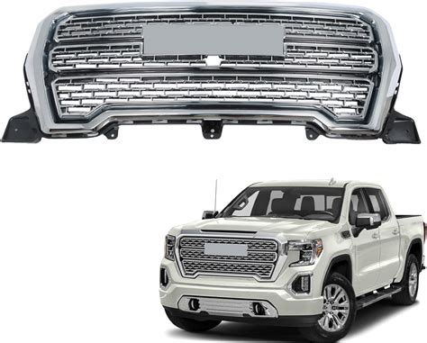 labwork Front Bumper Grille Upper Grill Assembly Chrome Replacement for 2019 2020 2021 Sierra ...