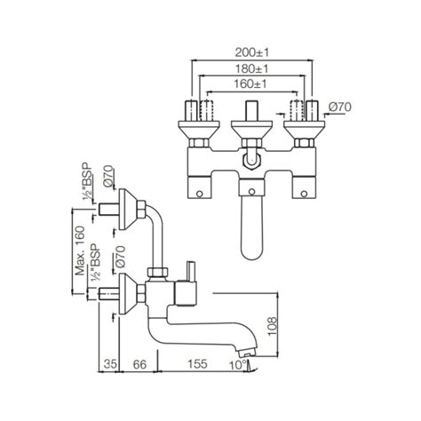Jaquar 2 Way Wall Mixer Florentine FLR-CHR-5273UPR Normal Flow - Chrome ...
