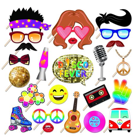 Kristin Paradise 25pcs Disco Photo Booth Props With Stick 70s ...