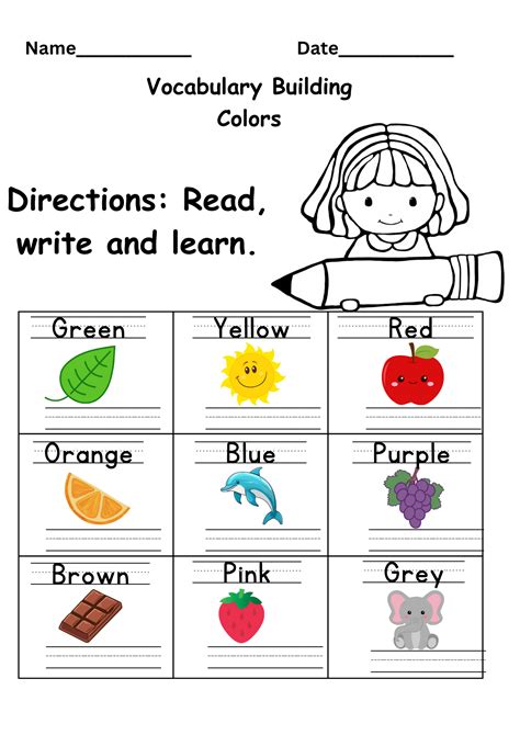 Image result for Learning Color Words Worksheets