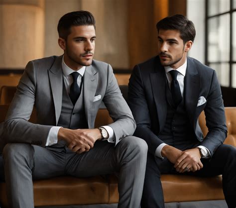 Lexica - Two young Spanish executive gentlemen in light grey pinstripe ...