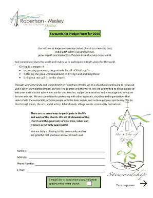Fillable Online rwuc Stewardship Pledge Form for 2015 Our mission at ...