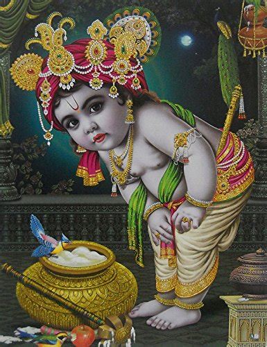 Makhan Chor Krishna/ Hindu God Poster with Glitter Effect -reprint on ...