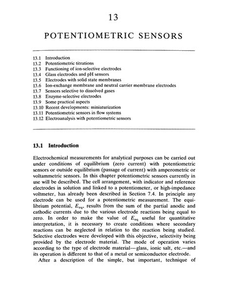 Potentiometric Sensors - Electrochemistry - Studocu
