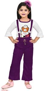 NISSAN CREATIONS Dungaree For Girls Casual Embroidered Hosiery Price in ...