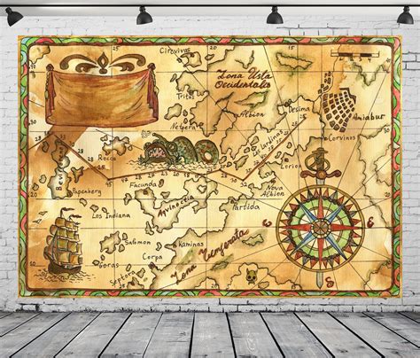 Loccor 6x4ft Fabric Vintage World Map Backdrop Old Pirate Map ...