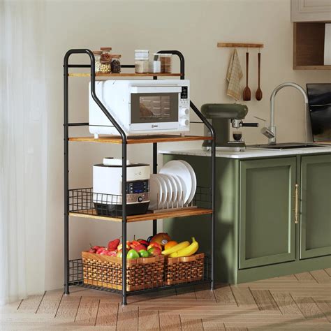 Kitchen Racks: 4-Tier Microwave Stand with Storage, Kitchen Bakers Rac ...