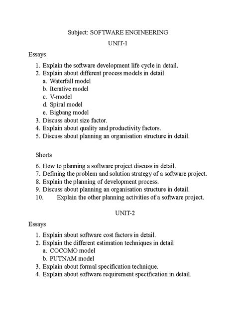 SE Important Questions for Final Exam: Software Engineering Insights ...