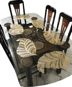 Buy LaVichitra PVC Decorative Oval Shape Leaf Design Placemats Table ...