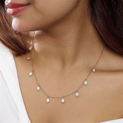 Rose Gold Plated Pearl Chain Necklace