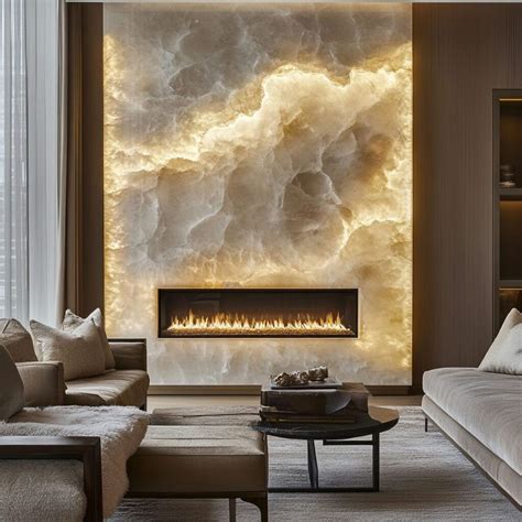 Backlit Quartz Fireplace Wall for Luxurious and Modern Interior Design ...