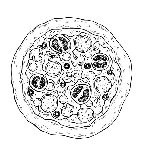 Italian food collections. Hand drawn line art illustration with classic ...