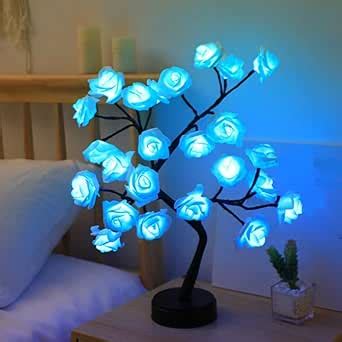 Buy GLOWSERIE Blue Flower Rose Tree lamp Cute Room Decor for Bedroom ...