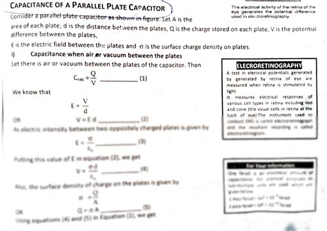 SOLUTION: Capacitance of parallel plate capacitor - Studypool
