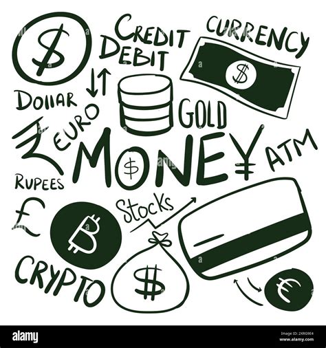 Hand drawn money scribbles. currency drawing doodles vectors. money ...