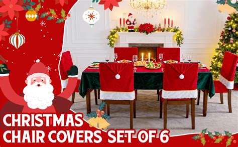 The Purple Tree Cute Christmas Chair Covers (Red and White) - Set of 6 ...