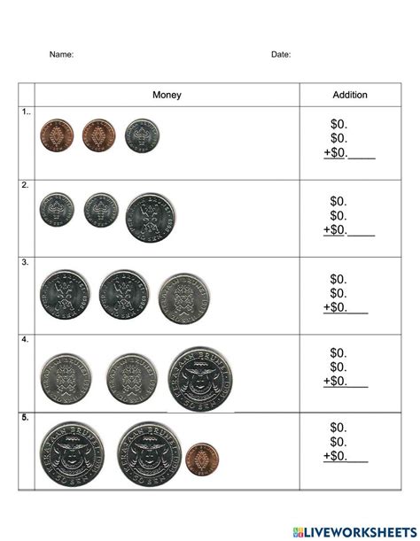 Image result for Adding Coins Worksheet