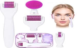Nilzone Dermaroller 5 IN 1 Kit, Microneedle Roller for Face, Scalp ...