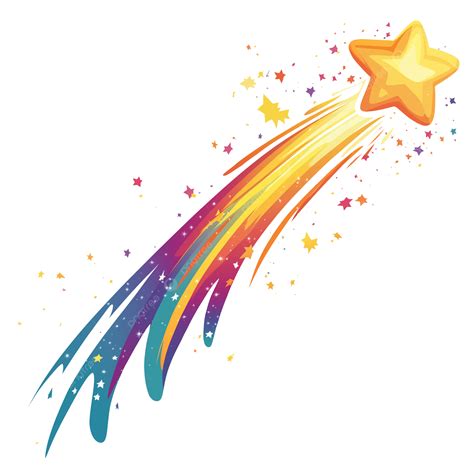 Rainbow Star Clipart Shooting With Colorful Trail And Stars, Rainbow ...