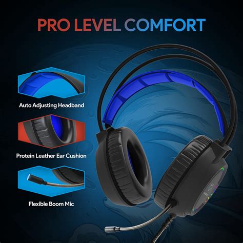 EvoFox Nebula RGB Gaming Headphones with Auto Adjusting Headband, Soft ...