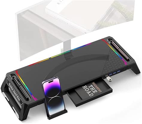 iBall ICEPAD PC30 Monitor Stand for Desk RGB Gaming Lights with USB 3.0 ...