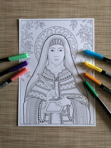Saint Teresa of Avila. Printable Coloring page from Bibartworkshop - Etsy Italia | Printable ...
