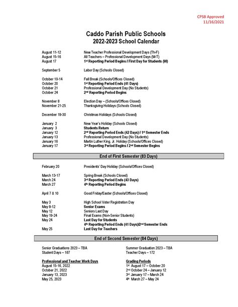 Caddo Parish Calendar - Printable Calendars AT A GLANCE