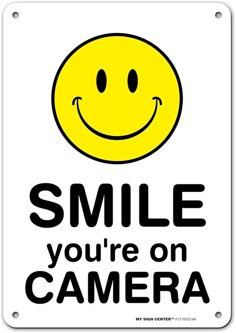 Buy Surveillance Camera Warning 'Smile You're On Camera Sign', 7” x 10 ...