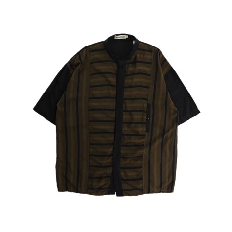 【FIFTY-FIFTY】1990s vintage S/S fly front band collar shirt -9157- | cv