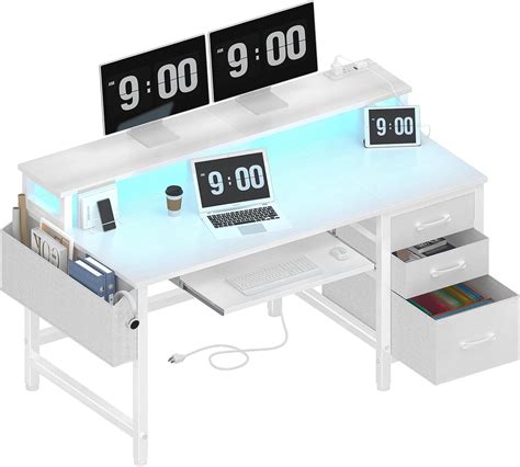 Lufeiya Gaming Desk with LED Lights and Power India | Ubuy