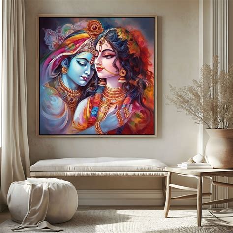 Radha krishan painting with frame Big Size Wall Art for living room,Be