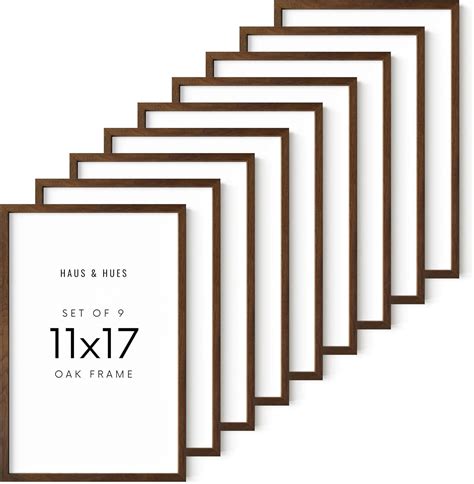 HAUS AND HUES 11x17 Picture Frame Set of 9-11 x 17 Frame and Walnut Oak ...