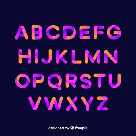 Gradient typography alphabet template | Free Vector
