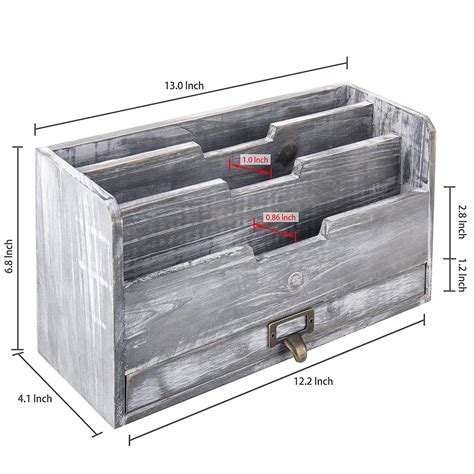 White Whale Expandable Wooden Desktop Mail Sorter with Pen & Pencil Dr ...